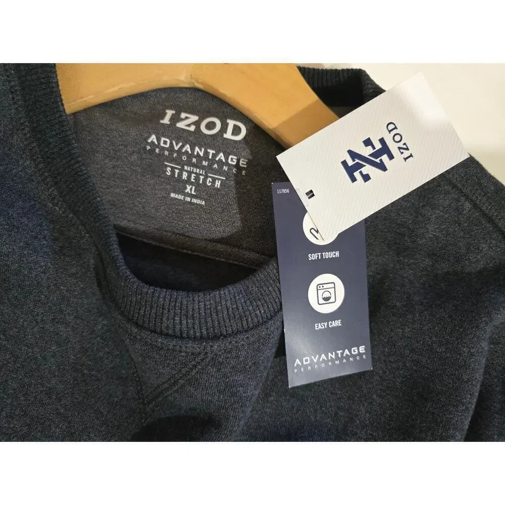 Izod men's black advanced performance stretch jasper fleece crewneck Sweater xl